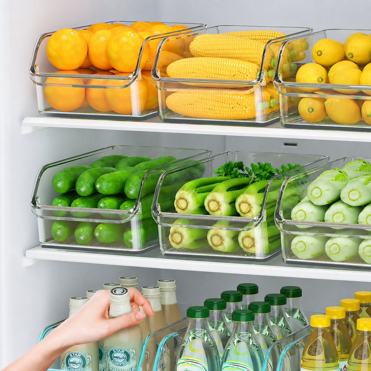 Clear Open-Front Refrigerator & Pantry Organizer Bin