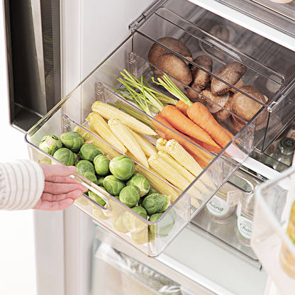 Clear Stackable Refrigerator Storage Drawer Organizer with Li
