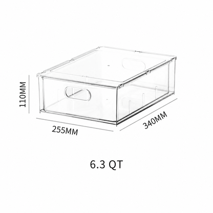 Clear Stackable Refrigerator Storage Drawer Organizer with Li