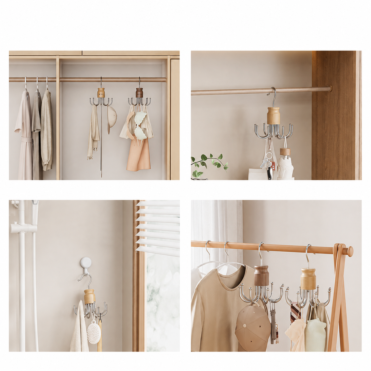 Space-Saving Multi-Hook Closet Organizer for Belts, Ties &amp; Scarves