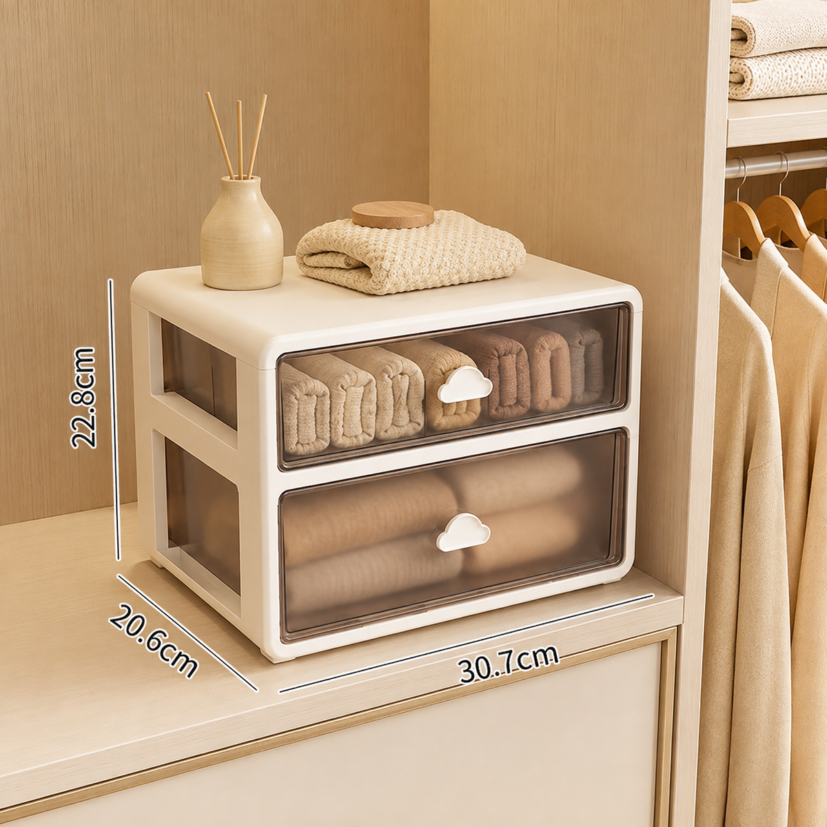 2-Tier Closet Drawer Organizer for Underwear, Socks & Clothing