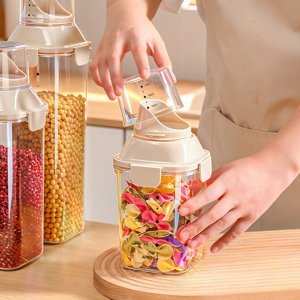 Airtight Grain Storage Container with Measuring Cup
