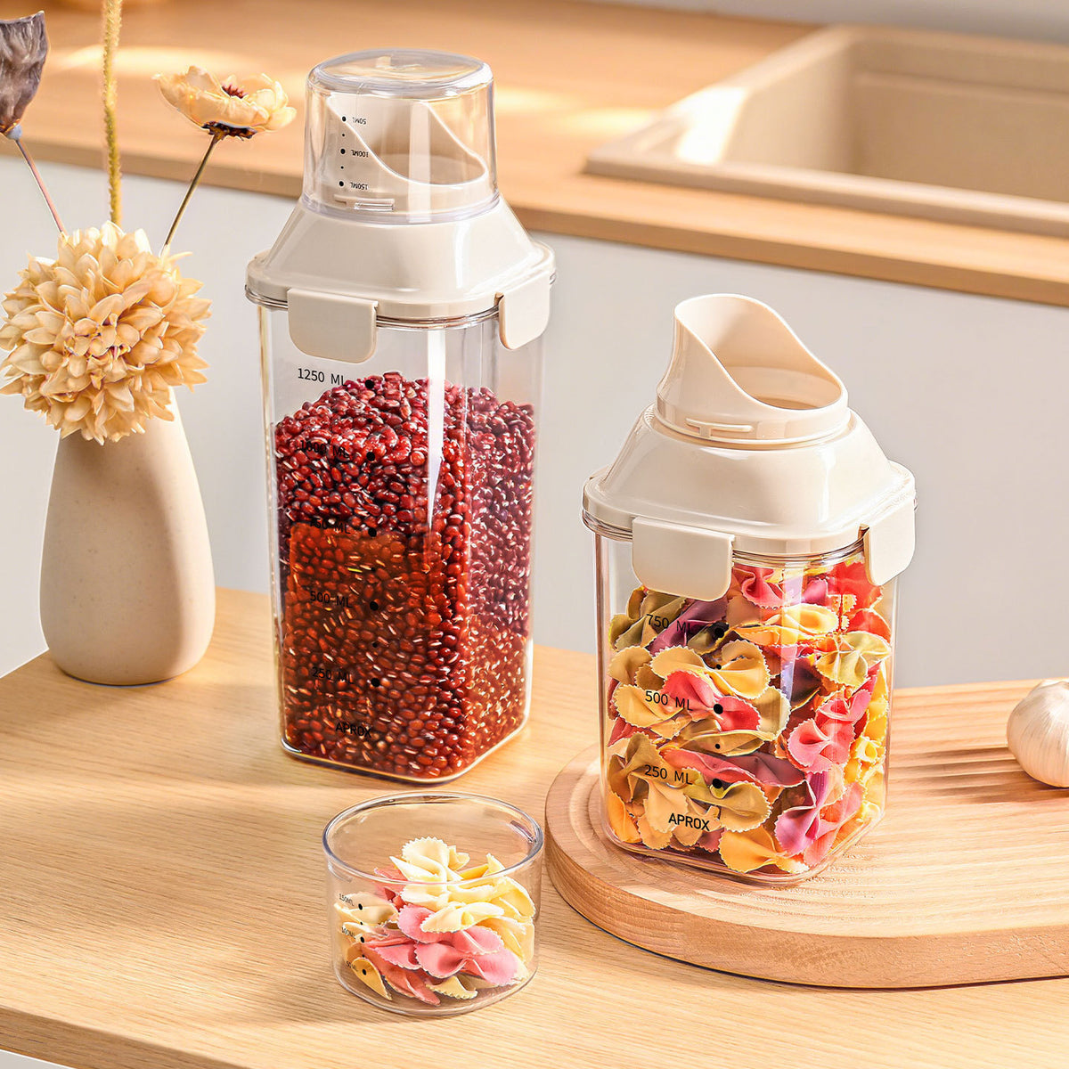 Airtight Grain Storage Container with Measuring Cup